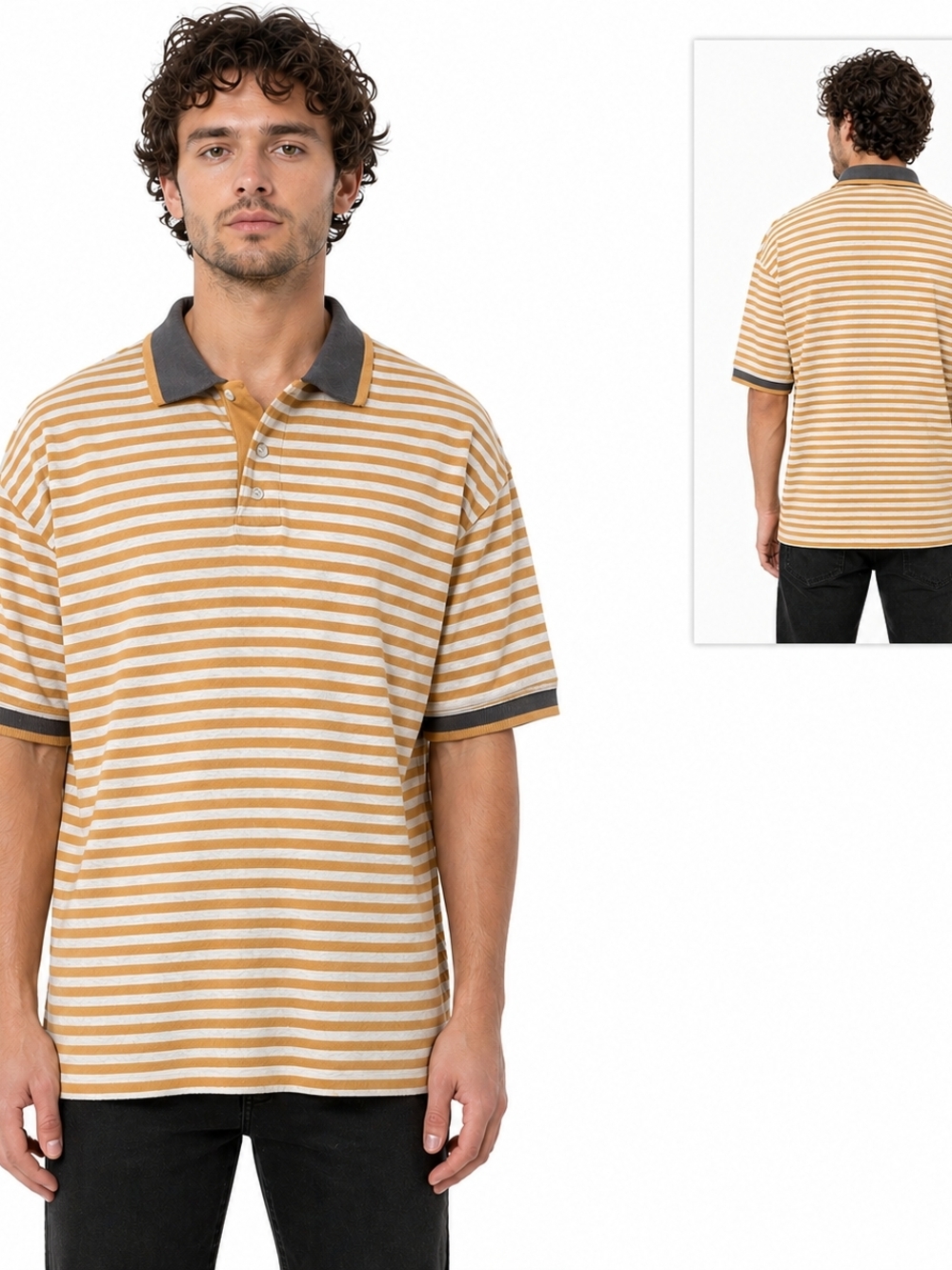 Men's Slazenger C.C. Golf Polo Shirt Stripe Short Sleeve Sz L 100% cotton